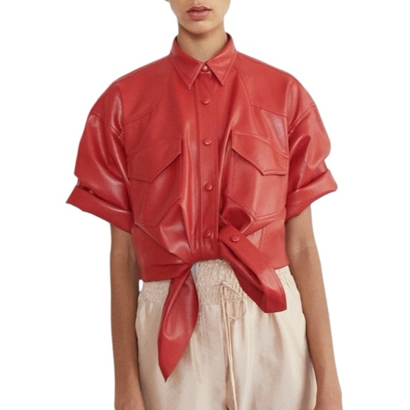 NWT | Nanushka Seymour Faux Leather Shirt - Picture 5 of 12